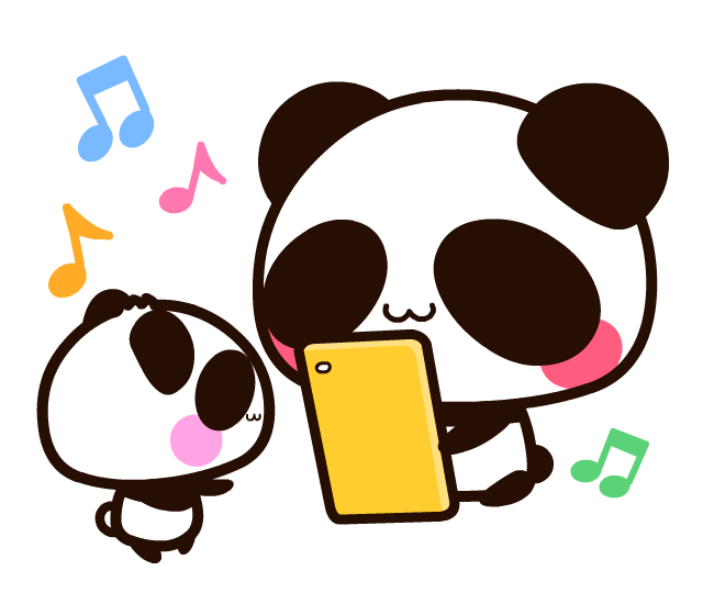 あおぱんだがスマートフォンを触っている画像